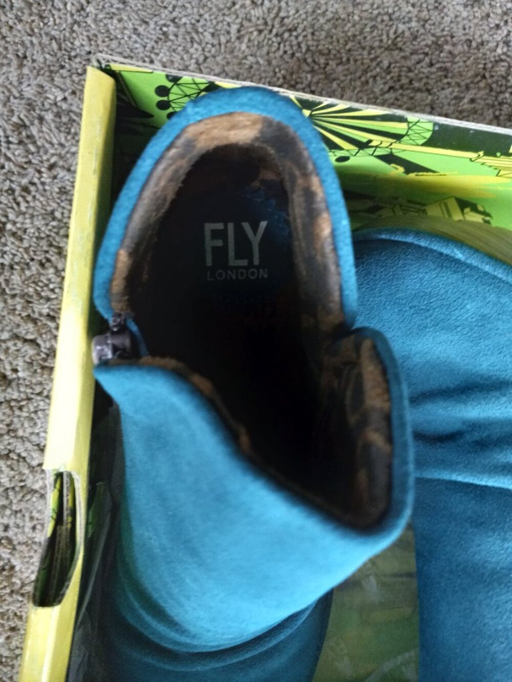 FLY London YIP blue oil suede boots 36 Petrol - Picture 3 of 6